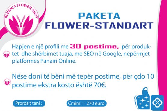Abonimi për 365 ditë në platformën ALBANIA FLOWER SHOP me paketën FLOWER-STANDART